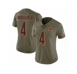 Women Nike Cincinnati Bengals #4 Randy Bullock Limited Olive 2017 Salute to Service NFL Jersey