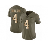 Women Nike Cincinnati Bengals #4 Randy Bullock Limited Olive Gold 2017 Salute to Service NFL Jersey