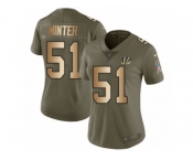 Women Nike Cincinnati Bengals #51 Kevin Minter Limited Olive Gold 2017 Salute to Service NFL Jersey