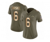 Women Nike Cincinnati Bengals #6 Jeff Driskel Limited Olive Gold 2017 Salute to Service NFL Jersey