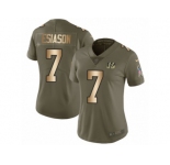 Women Nike Cincinnati Bengals #7 Boomer Esiason Limited Olive Gold 2017 Salute to Service NFL Jersey