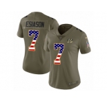 Women Nike Cincinnati Bengals #7 Boomer Esiason Limited Olive USA Flag 2017 Salute to Service NFL Jersey