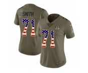 Women Nike Cincinnati Bengals #71 Andre Smith Limited Olive USA Flag 2017 Salute to Service NFL Jersey