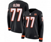 Women Nike Cincinnati Bengals #77 Cordy Glenn Limited Black Therma Long Sleeve NFL Jersey