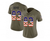 Women Nike Cincinnati Bengals #83 Tyler Boyd Limited Olive USA Flag 2017 Salute to Service NFL Jersey