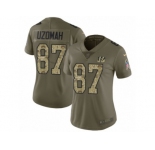 Women Nike Cincinnati Bengals #87 C.J. Uzomah Limited Olive Camo 2017 Salute to Service NFL Jersey
