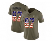 Women Nike Cincinnati Bengals #87 C.J. Uzomah Limited Olive USA Flag 2017 Salute to Service NFL Jersey