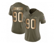 Women Nike Cincinnati Bengals #90 Michael Johnson Limited Olive Gold 2017 Salute to Service NFL Jersey