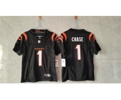 Women's Cincinnati Bengals #1 Ja'Marr Chase Black F.U.S.E. Vapor Football Stitched Jersey