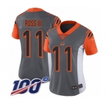 Women's Cincinnati Bengals #11 John Ross Limited Silver Inverted Legend 100th Season Football Jersey