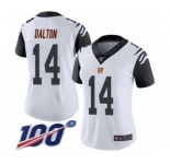 Women's Cincinnati Bengals #14 Andy Dalton Limited White Rush Vapor Untouchable 100th Season Football Jersey