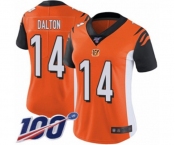 Women's Cincinnati Bengals #14 Andy Dalton Orange Alternate Vapor Untouchable Limited Player 100th Season Football Jersey