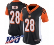 Women's Cincinnati Bengals #28 Joe Mixon Black Team Color Vapor Untouchable Limited Player 100th Season Football Jersey