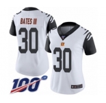 Women's Cincinnati Bengals #30 Jessie Bates III Limited White Rush Vapor Untouchable 100th Season Football Jersey