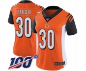 Women's Cincinnati Bengals #30 Jessie Bates III Orange Alternate Vapor Untouchable Limited Player 100th Season Football Jersey