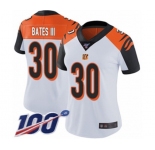 Women's Cincinnati Bengals #30 Jessie Bates III White Vapor Untouchable Limited Player 100th Season Football Jersey