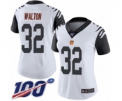 Women's Cincinnati Bengals #32 Mark Walton Limited White Rush Vapor Untouchable 100th Season Football Jersey