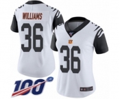 Women's Cincinnati Bengals #36 Shawn Williams Limited White Rush Vapor Untouchable 100th Season Football Jersey
