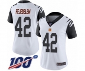Women's Cincinnati Bengals #42 Clayton Fejedelem Limited White Rush Vapor Untouchable 100th Season Football Jersey