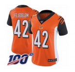 Women's Cincinnati Bengals #42 Clayton Fejedelem Orange Alternate Vapor Untouchable Limited Player 100th Season Football Jersey