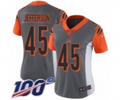 Women's Cincinnati Bengals #45 Malik Jefferson Limited Silver Inverted Legend 100th Season Football Jersey