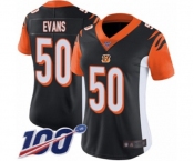 Women's Cincinnati Bengals #50 Jordan Evans Black Team Color Vapor Untouchable Limited Player 100th Season Football Jersey