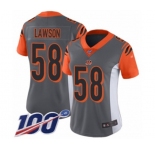 Women's Cincinnati Bengals #58 Carl Lawson Limited Silver Inverted Legend 100th Season Football Jersey