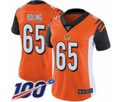 Women's Cincinnati Bengals #65 Clint Boling Orange Alternate Vapor Untouchable Limited Player 100th Season Football Jersey