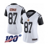 Women's Cincinnati Bengals #87 C.J. Uzomah Limited White Rush Vapor Untouchable 100th Season Football Jersey