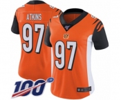 Women's Cincinnati Bengals #97 Geno Atkins Orange Alternate Vapor Untouchable Limited Player 100th Season Football Jersey