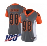Women's Cincinnati Bengals #98 Ryan Glasgow Limited Silver Inverted Legend 100th Season Football Jersey