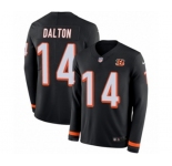 Youth Nike Cincinnati Bengals #14 Andy Dalton Limited Black Therma Long Sleeve NFL Jersey