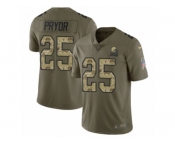 Men Nike Cleveland Browns #25 Calvin Pryor Limited Olive Camo 2017 Salute to Service NFL Jersey