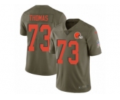 Men Nike Cleveland Browns #73 Joe Thomas Limited Olive 2017 Salute to Service NFL Jersey