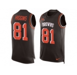Men Nike Cleveland Browns #81 Rashard Higgins Limited Brown Player Name & Number Tank Top NFL Jersey