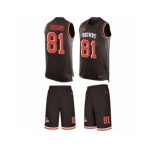 Men Nike Cleveland Browns #81 Rashard Higgins Limited Brown Tank Top Suit NFL Jersey