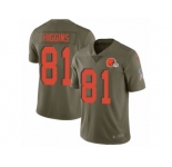 Men Nike Cleveland Browns #81 Rashard Higgins Limited Olive 2017 Salute to Service NFL Jersey