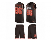 Men Nike Cleveland Browns #86 Randall Telfer Limited Brown Tank Top Suit NFL Jersey