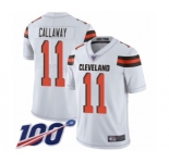 Men's Cleveland Browns #11 Antonio Callaway White Vapor Untouchable Limited Player 100th Season Football Jersey