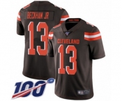 Men's Cleveland Browns #13 Odell Beckham Jr. 100th Season Brown Team Color Vapor Untouchable Limited Player Football Jersey