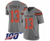 Men's Cleveland Browns #13 Odell Beckham Jr. 100th Season Limited Gray Inverted Legend Football Jersey