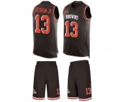 Men's Cleveland Browns #13 Odell Beckham Jr. Limited Brown Tank Top Suit Football Jersey