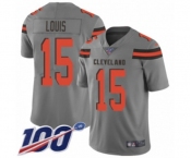 Men's Cleveland Browns #15 Ricardo Louis Limited Gray Inverted Legend 100th Season Football Jersey