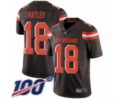 Men's Cleveland Browns #18 Damion Ratley Brown Team Color Vapor Untouchable Limited Player 100th Season Football Jersey