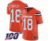 Men's Cleveland Browns #18 Damion Ratley Orange Alternate Vapor Untouchable Limited Player 100th Season Football Jersey