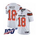 Men's Cleveland Browns #18 Damion Ratley White Vapor Untouchable Limited Player 100th Season Football Jersey
