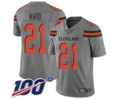Men's Cleveland Browns #21 Denzel Ward Limited Gray Inverted Legend 100th Season Football Jersey