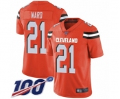 Men's Cleveland Browns #21 Denzel Ward Orange Alternate Vapor Untouchable Limited Player 100th Season Football Jersey