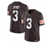 Men's Cleveland Browns #3 Jerry Jeudy Brown Vapor Limited Football Stitched Jersey