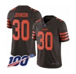 Men's Cleveland Browns #30 D'Ernest Johnson Limited Brown Rush Vapor Untouchable 100th Season Football Jersey